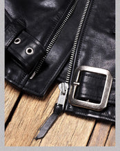 Load image into Gallery viewer, YR!Top.Classic 613 Motor Biker Style, Retro Genuine Leather Jacket, Luxury Tanned Cowhide Coat, Vintage Leather, 1.5mm Horsehide
