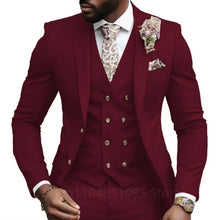 Load image into Gallery viewer, Casual Jacket Vest Pants 3Pcs Elegant  Suits for Men Slim Fit

