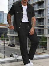 Load image into Gallery viewer, Men's Summer Fashion Comfortable Casual Sports Two-Piece Suit Workwear Shirt And Pants Set Short Sleeve Shirt
