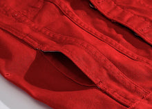 Load image into Gallery viewer, Men's Long-sleeve Orange Denim Jackets
