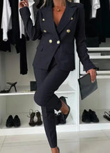 Load image into Gallery viewer, Two Piece Sets Woman Outfit 2025 Spring Solid Color Versatile Temperament Blazer Coat &amp; Fashiona Casual Pocket Design Pants Set
