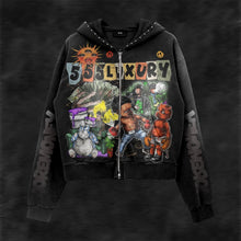 画像をギャラリービューアに読み込む, Y2K  Gothic Letter Print Zip-Up Hoodie
