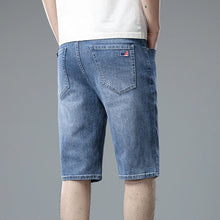 Load image into Gallery viewer, Summer Thin Men Korean Fashion Stretch Denim Shorts Classic Washed Straight Fit Knee Length Casual Versatile Jean Short Pants
