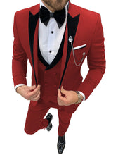 Load image into Gallery viewer, Mens Suits Wave Point Three Pieces Men Dress Suits Casual Commuter Office Business Suits for Wedding (Blazer+Vest+Pants)
