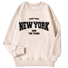 Load image into Gallery viewer, New York California Malibu Letter Sweatshirts Winter Women Casual Loose Hoodie Fleece Warm Crewneck Pullover Comfortable Clothes
