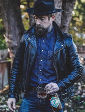 Load image into Gallery viewer, YR!Top.Classic 613 Motor Biker Style, Retro Genuine Leather Jacket, Luxury Tanned Cowhide Coat, Vintage Leather, 1.5mm Horsehide
