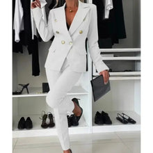 Load image into Gallery viewer, Two Piece Sets Woman Outfit 2025 Spring Solid Color Versatile Temperament Blazer Coat &amp; Fashiona Casual Pocket Design Pants Set
