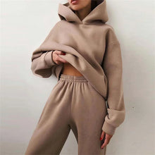 Load image into Gallery viewer, Women's Tracksuit Suit Autumn Fashion Warm Hoodie Sweatshirts Two Pieces Oversized Solid Casual Hoody Pullovers Long Pant Sets
