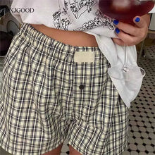 Load image into Gallery viewer, Women's  Elastic Waistband, Checkered Shorts,
