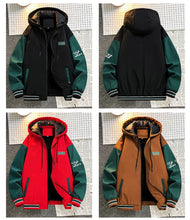 Load image into Gallery viewer, Autumn Winter Fleece Jacket Men 10XL Plus Size Varsity Jacket Fashion Sleeve Patchwork Coat Male Warm Jackets Big Size 10XL
