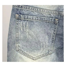 Load image into Gallery viewer, Summer Men's Casual Trendy High Street Hole Patched Denim Shorts Star Printed Knee Length Skinny Jeans Shorts Male Streetwear
