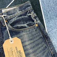 Load image into Gallery viewer, Heavy Washed Distressed Straight Blue Jeans

