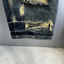 Load image into Gallery viewer, Mens Ripped Baggy Distressed Denim Straight Leg Patchwork Oversized  Jeans
