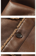 Load image into Gallery viewer, Schinteon Men Suede Leather Jacket Autumn Winter Warm Thick Casual Outwear Faux Lamb Wool Fur Solid Color Turn-down Collar Coat
