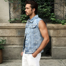 Load image into Gallery viewer, Jackets For Man Coat Spring New Denim Vest Trend Single Row Buttons Sleeveless Mens Waistcoat Outerwear
