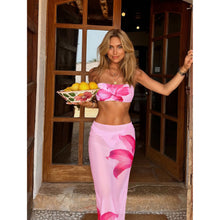 Load image into Gallery viewer, 3 Pcs  Blue Bikini Swimsuit with Skirt Halter
