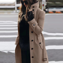 Load image into Gallery viewer, Womens  Single Breasted Turn-down Collar Wool Coat

