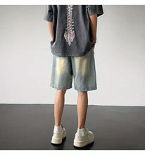 Load image into Gallery viewer, Embroidered Denim Shorts Men's Summer American Retro Street Five-point Pants Trendy Brand Trendy Loose

