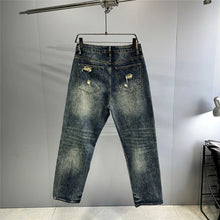 Load image into Gallery viewer, Mens Ripped Baggy Distressed Denim Straight Leg Patchwork Oversized  Jeans
