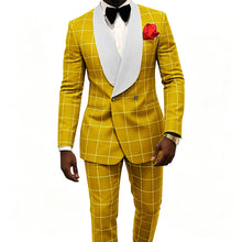 Load image into Gallery viewer, Men's Suit – Plaid Fabric, Groom's Tailcoat for Weddings, Classic Custom 2-Piece Suit (Jacket &amp; Trousers)
