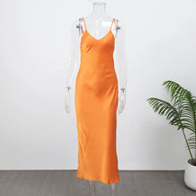 Cargar imagen en el visor de la galería, Sexy Yellow Satin Backless Maxi Dress

