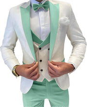 Load image into Gallery viewer, Mens Jacquard Suit 3 Piece Slim Fit Suits Prom Formal Business Suit for Men Jacket Vest Pants Wedding Suit
