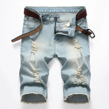 Load image into Gallery viewer, 2026 Summer Men's Red Rose Embroidered Jeans Shorts, Fashion Casual Shorts Black Blue White Men Torn and Frayed Denim Shorts
