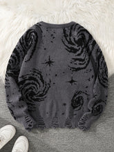 Load image into Gallery viewer, New Trendy Street Style Ripped Abstract Starry Sky Pattern Pullover Ripped Sweater Casual Crew Neck Knitted Men's Pullover
