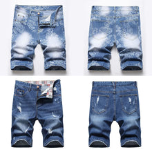 Load image into Gallery viewer, Men's Denim Shorts High-quality Brand Distressed Washed Five Quarter Pants Slim Fit for Spring and Summer
