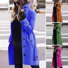 Load image into Gallery viewer, Womens  Single Breasted Turn-down Collar Wool Coat
