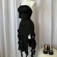 Cargar imagen en el visor de la galería, Strapless Sexy Floral Fold Hemline High Slit Mini Dress
