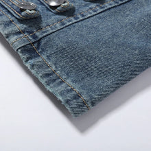 Load image into Gallery viewer, Y2K Style Denim Jacket Shorts Set Women's Stand Collar Button Long Sleeve Coats Low Waist Mini Short 2026 Summer New Lady Outfit
