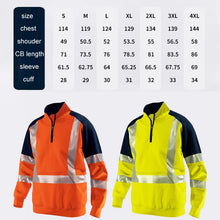 Load image into Gallery viewer, Orange Navy Sweatshirt for Man Hi Vis Hoodie Work with Zip Fleece Jacket
