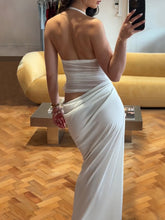 Charger l'image dans la galerie, Dulzura Summer Halter Backless Flower Decoration Sheer Mesh Long Dress
