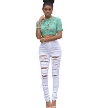 Lade das Bild in den Galerie-Viewer, High Waist Ripped Jeans for Women Skinny Black
