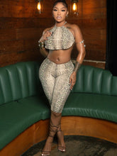 Cargar imagen en el visor de la galería, Weird Puss Snake Print Sexy Halter Tank Tops+ Matching Pants
