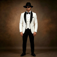 Load image into Gallery viewer, Men's One-Button Shawl Lapel Slim Fit 3 Piece Jacket Pants Vest Suit
