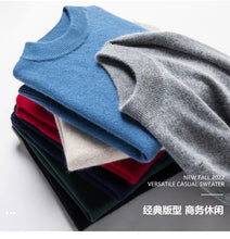 Load image into Gallery viewer, Men's Mock Neck 100% Pure Woolen Sweaters Autumn Winter Warm Cashmere Sweater Solid Knitted Pullovers for Men Slim Knitwear Tops
