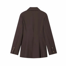 Load image into Gallery viewer, Women Suit Pants Two-Piece Set Buckle Decoration Long Sleeve Blazer Coat + Straight-Leg Pants 2 Pieces Sets Chic Woman Outfits
