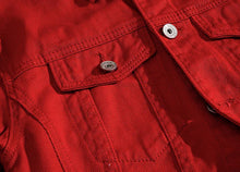 Load image into Gallery viewer, Men's Long-sleeve Orange Denim Jackets
