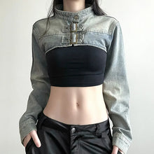 Load image into Gallery viewer, Women  Denim Y2K Aesthetic Vintage Sexy Crop Top Jacket
