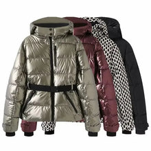 Load image into Gallery viewer, Women's Hooded High Waist Padded Parkas Coats with Belt Female Elegant Pockets Skiing Jackets
