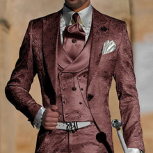 Load image into Gallery viewer, Jacquard Men's Suit 3 Piece Suit Groom Party Tuxedo Wedding Men's Formal Jacket Pants Vest Slim Fit Custom Suit Male

