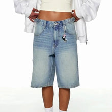 Load image into Gallery viewer, Women's Loose Denim  High Waist Wide Five Quarter Short
