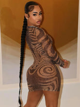 Load image into Gallery viewer, Sister Linda See Through Aesthetics Print Sexy O-Neck Full Sleeve Dress
