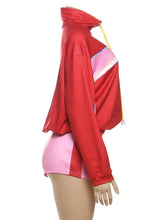 Lade das Bild in den Galerie-Viewer, Sisterlinda Panelled Zip-up High Collar Full Sleeve Short Set
