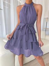 Load image into Gallery viewer, Women's Red Mini Dress Vestidos 2025 Summer Fashion Sexy Style Halter Sleeveless Ruffle Edge Tied Woman Dresses Women Sundress
