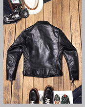 Load image into Gallery viewer, YR!Top.Classic 613 Motor Biker Style, Retro Genuine Leather Jacket, Luxury Tanned Cowhide Coat, Vintage Leather, 1.5mm Horsehide
