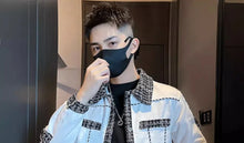 Load image into Gallery viewer, Men's Black Male  Splicing  Korean Reviews Stylish Jacket
