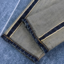 Load image into Gallery viewer, Heavy Washed Distressed Straight Blue Jeans
